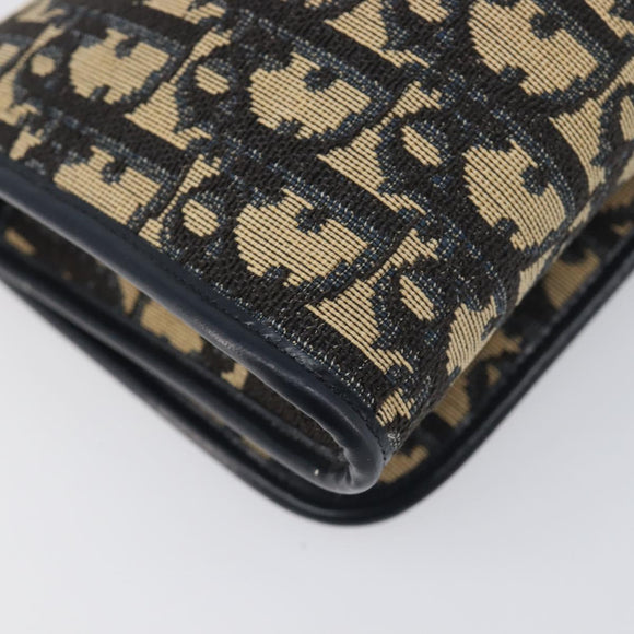 Christian Dior Trotter Canvas Chain Shoulder Bag Navy Gold Auth 199115