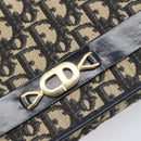 Christian Dior Trotter Canvas Chain Shoulder Bag Navy Gold Auth 199115-9