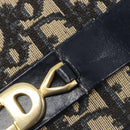 Christian Dior Trotter Canvas Chain Shoulder Bag Navy Gold Auth 199115-10