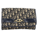 Christian Dior Trotter Canvas Chain Shoulder Bag Navy Gold Auth 199115-13