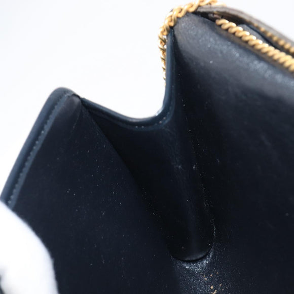 Christian Dior Trotter Canvas Chain Shoulder Bag Navy Gold Auth 199115