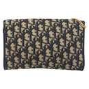 Christian Dior Trotter Canvas Chain Shoulder Bag Navy Gold Auth 199115-2