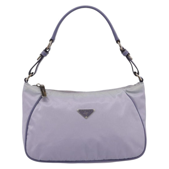 PRADA Shoulder Bag Nylon Lavende Silver Auth 199116A
