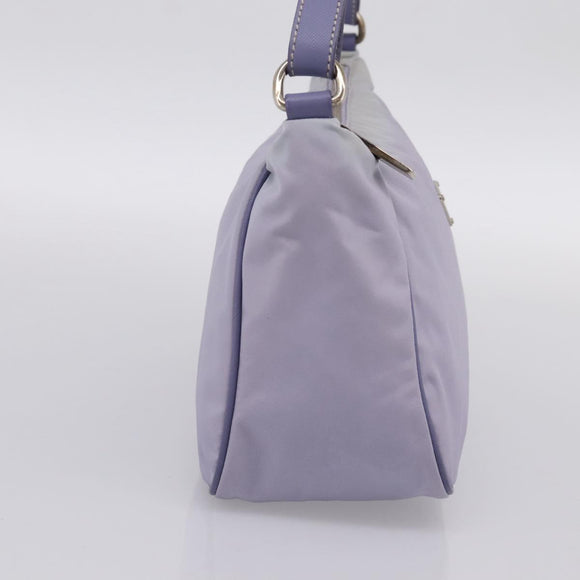 PRADA Shoulder Bag Nylon Lavende Silver Auth 199116A