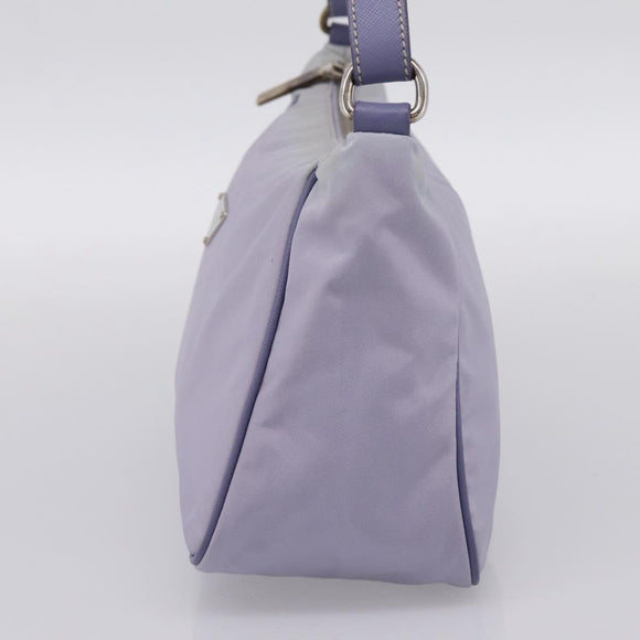 PRADA Shoulder Bag Nylon Lavende Silver Auth 199116A