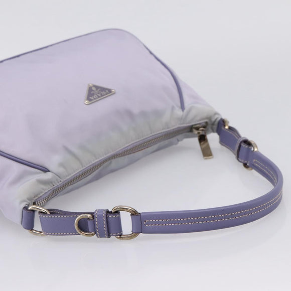 PRADA Shoulder Bag Nylon Lavende Silver Auth 199116A
