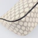 CELINE Macadam Canvas Accessory Pouch PVC Leather White Gold Auth 199119A-15