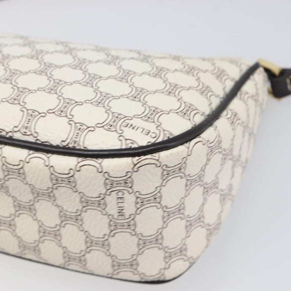 CELINE Macadam Canvas Accessory Pouch PVC Leather White Gold Auth 199119A