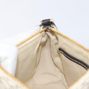 CELINE Macadam Canvas Accessory Pouch PVC Leather White Gold Auth 199119A-19