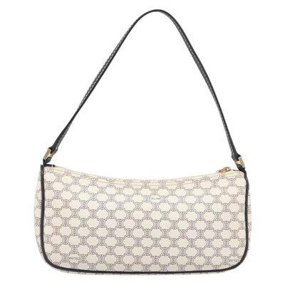 CELINE Macadam Canvas Accessory Pouch PVC Leather White Gold Auth 199119A - 0