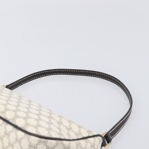 CELINE Macadam Canvas Accessory Pouch PVC Leather White Gold Auth 199119A