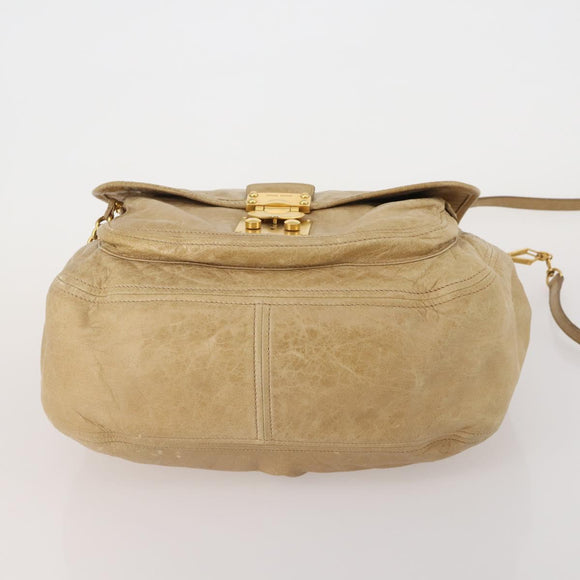 Miu Miu Shoulder Bag Leather 2way Beige Gold Auth 199120A