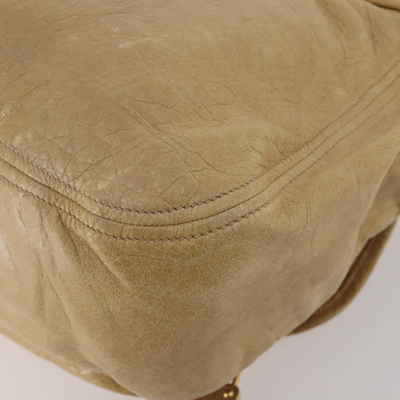 Miu Miu Shoulder Bag Leather 2way Beige Gold Auth 199120A