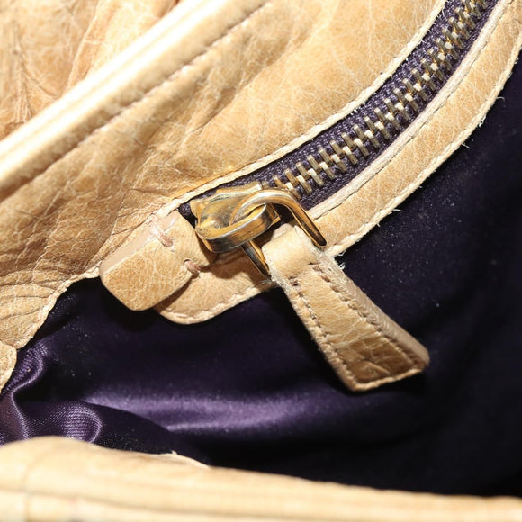 Miu Miu Shoulder Bag Leather 2way Beige Gold Auth 199120A
