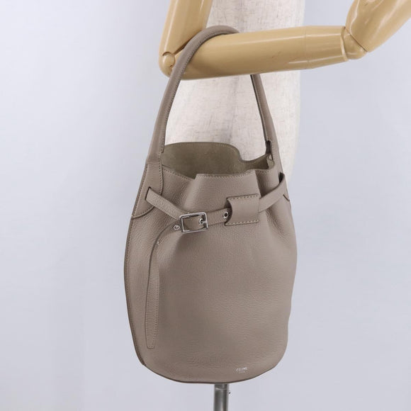 CELINE Big Bag Bucket Hand Bag Leather Gray Silver Auth 199121V