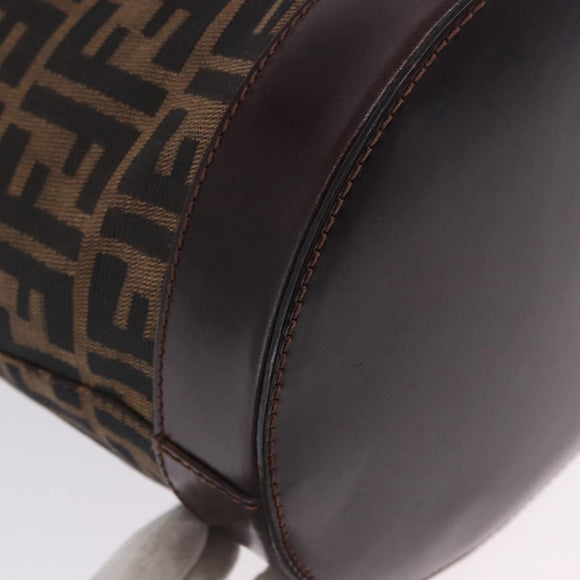 FENDI Zucca Canvas Shoulder Bag Brown Black Auth 199123V