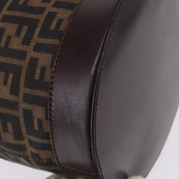 FENDI Zucca Canvas Shoulder Bag Brown Black Auth 199123V