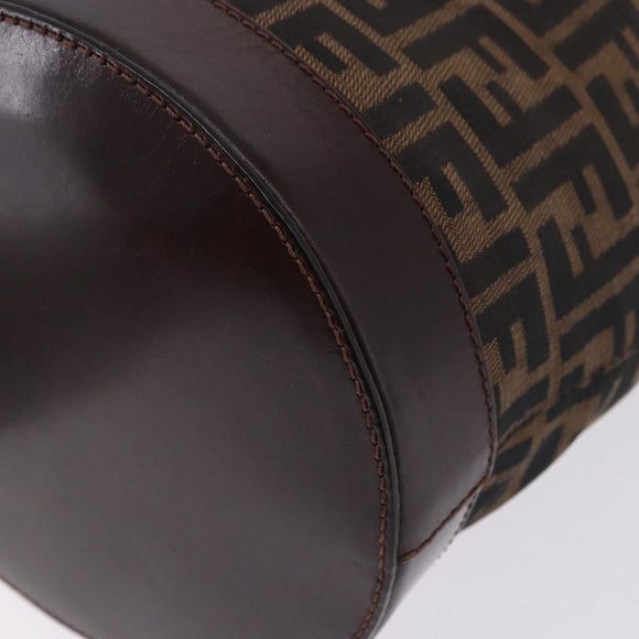 FENDI Zucca Canvas Shoulder Bag Brown Black Auth 199123V