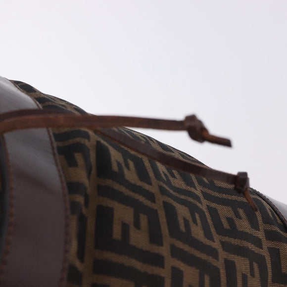 FENDI Zucca Canvas Shoulder Bag Brown Black Auth 199123V