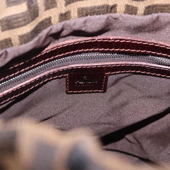 FENDI Zucca Canvas Shoulder Bag Brown Black Auth 199123V