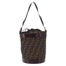 FENDI Zucca Canvas Shoulder Bag Brown Black Auth 199123V-13