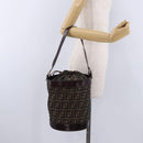 FENDI Zucca Canvas Shoulder Bag Brown Black Auth 199123V-23