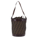 FENDI Zucca Canvas Shoulder Bag Brown Black Auth 199123V-2