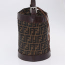 FENDI Zucca Canvas Shoulder Bag Brown Black Auth 199123V-4