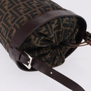 FENDI Zucca Canvas Shoulder Bag Brown Black Auth 199123V-6