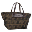 FENDI Zucca Canvas Hand Bag Black Brown Auth 199124-1