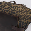 FENDI Zucca Canvas Hand Bag Black Brown Auth 199124-8