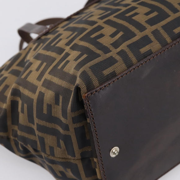FENDI Zucca Canvas Hand Bag Black Brown Auth 199124