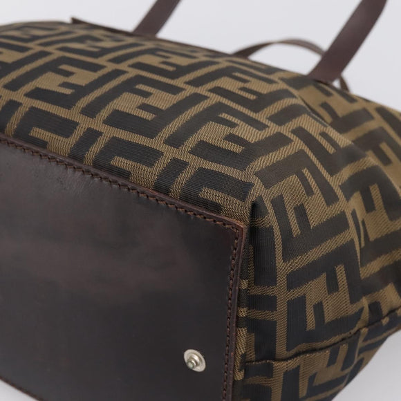 FENDI Zucca Canvas Hand Bag Black Brown Auth 199124