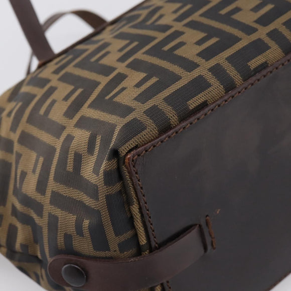 FENDI Zucca Canvas Hand Bag Black Brown Auth 199124