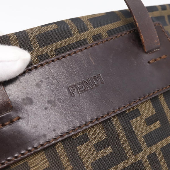 FENDI Zucca Canvas Hand Bag Black Brown Auth 199124
