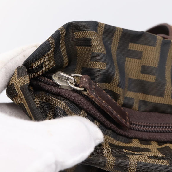 FENDI Zucca Canvas Hand Bag Black Brown Auth 199124