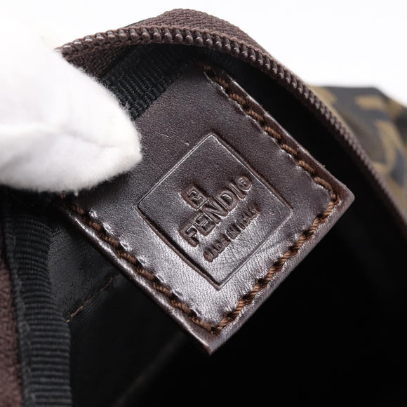 FENDI Zucca Canvas Hand Bag Black Brown Auth 199124