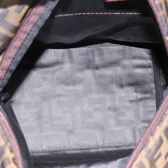 FENDI Zucca Canvas Hand Bag Black Brown Auth 199124
