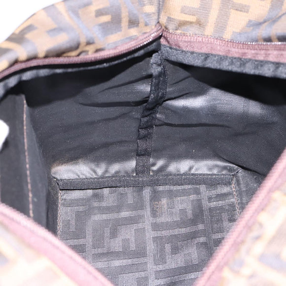 FENDI Zucca Canvas Hand Bag Black Brown Auth 199124