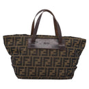 FENDI Zucca Canvas Hand Bag Black Brown Auth 199124-13