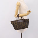 FENDI Zucca Canvas Hand Bag Black Brown Auth 199124-21