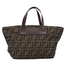 FENDI Zucca Canvas Hand Bag Black Brown Auth 199124-2
