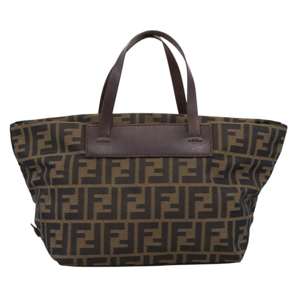 FENDI Zucca Canvas Hand Bag Black Brown Auth 199124