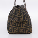 FENDI Zucca Canvas Hand Bag Black Brown Auth 199124-3