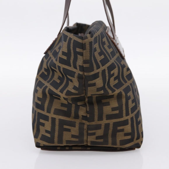 FENDI Zucca Canvas Hand Bag Black Brown Auth 199124