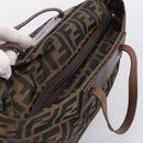 FENDI Zucca Canvas Hand Bag Black Brown Auth 199124-6