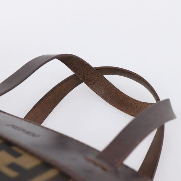 FENDI Zucca Canvas Hand Bag Black Brown Auth 199124