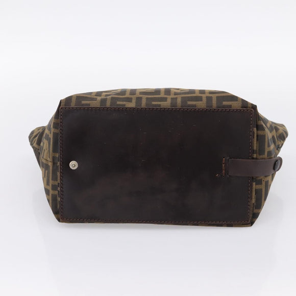 FENDI Zucca Canvas Hand Bag Black Brown Auth 199124
