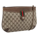GUCCI GG Supreme Web Sherry Line Bag PVC Beige Gold 904 02 026 Auth 199125-1