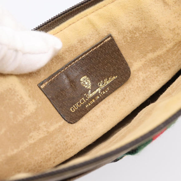 GUCCI GG Supreme Web Sherry Line Bag PVC Beige Gold 904 02 026 Auth 199125